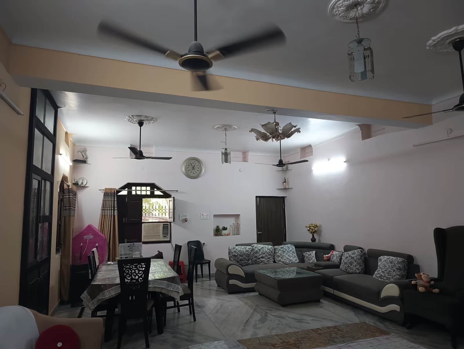 Combined living and dining room interior completed by MakeHouse in Gaya, Bihar