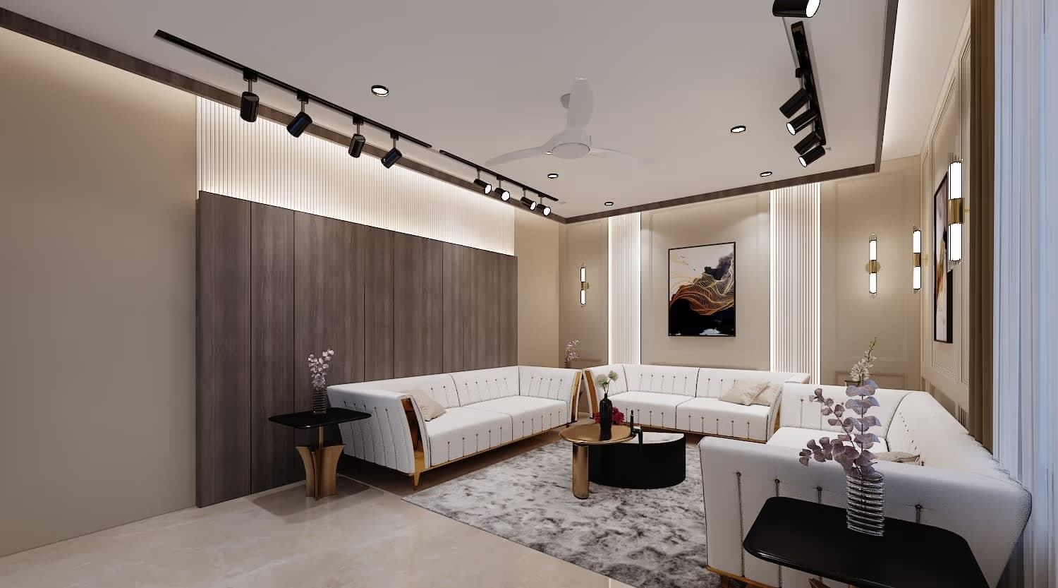 Modern bedroom 3D interior design with wooden wall panel by MakeHouse in Jamshedpur, Jharkhand