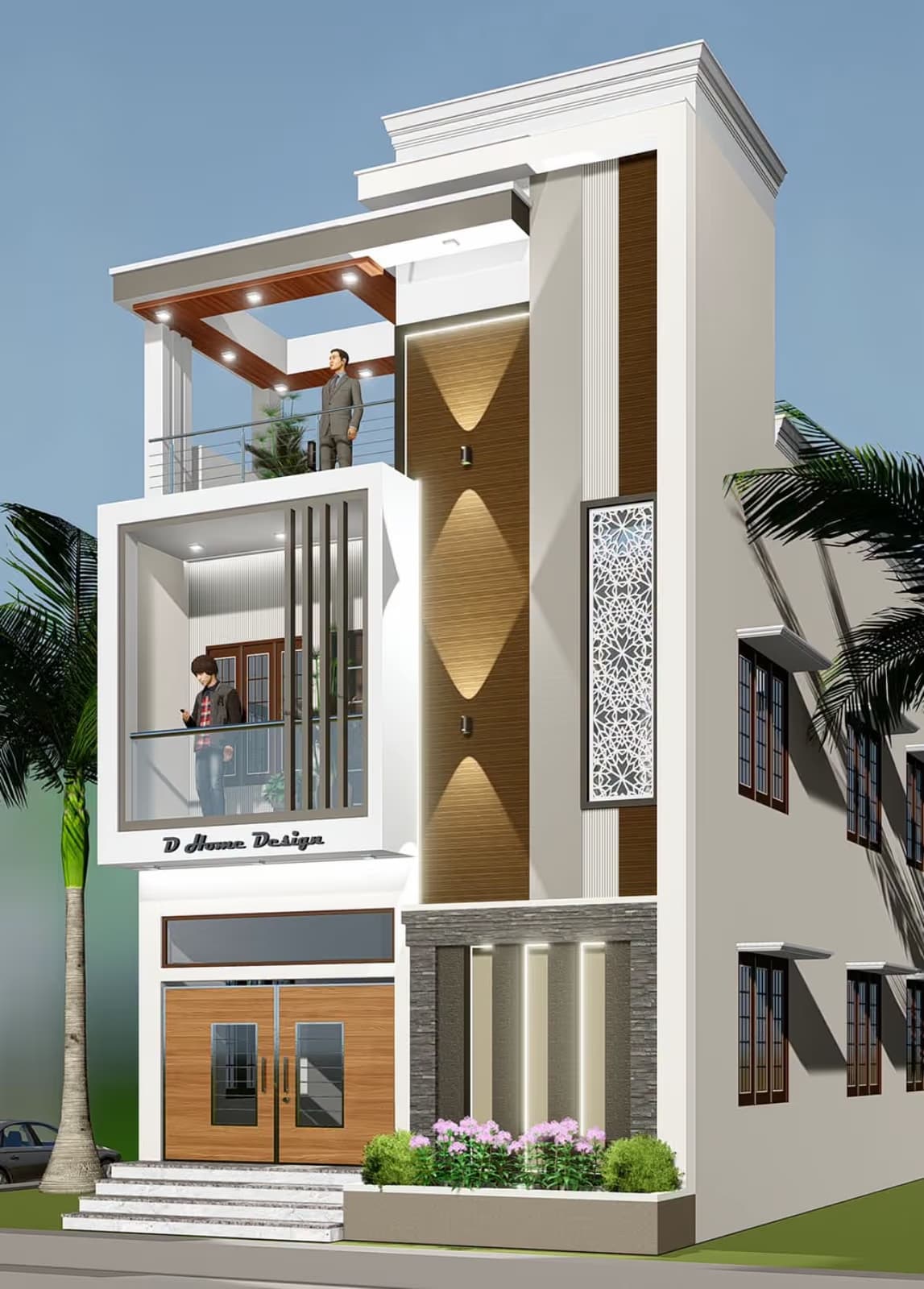 3D elevation design for modern house before construction